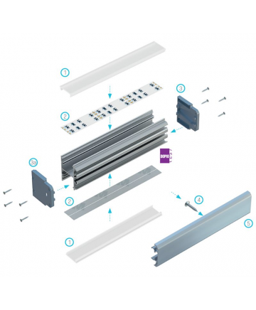 Προφίλ αλουμινίου LED EL DOPIO Silver